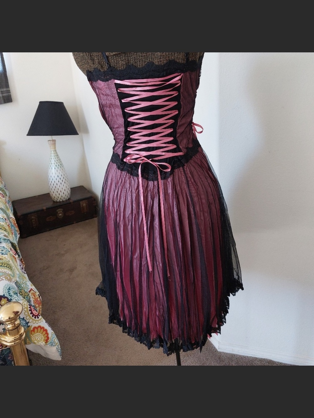Morbid Threads Pink and Black Ribbon Dress Size Small Highly Sought After - Picture 2 of 2